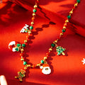 Christmas Charm Necklace Enamel Beads Stocking Tree Santa view 4
