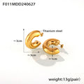 Gold Steel Smooth Thick C Geometric Titanium Steel Earrings view 6