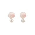 Yellow and Pink Rose Pearl Look Front Back Stud Earrings view 5