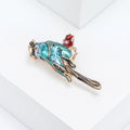 Colorful Bird Brooch Perched on a Crystal Flower Branch view 4