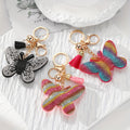 Rhinestone Butterfly Keychains Gold Clasp Tassel 3 Colors view 1