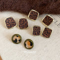 Leopard Round and Square Stud Earrings Fashion Jewelry view 1