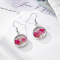 Round Resin Dried Flower Drop Earrings Gold Silver 6 Styles view 3