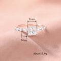 Silver Princess Square Clear CZ Side Stone Ring Sizes 6-10 view 4