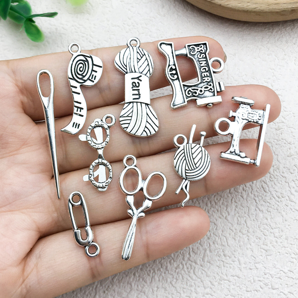 Zinc Alloy Sewing Machine Yarn Needle Charm Pendant for DIY Keychain Necklace Earrings