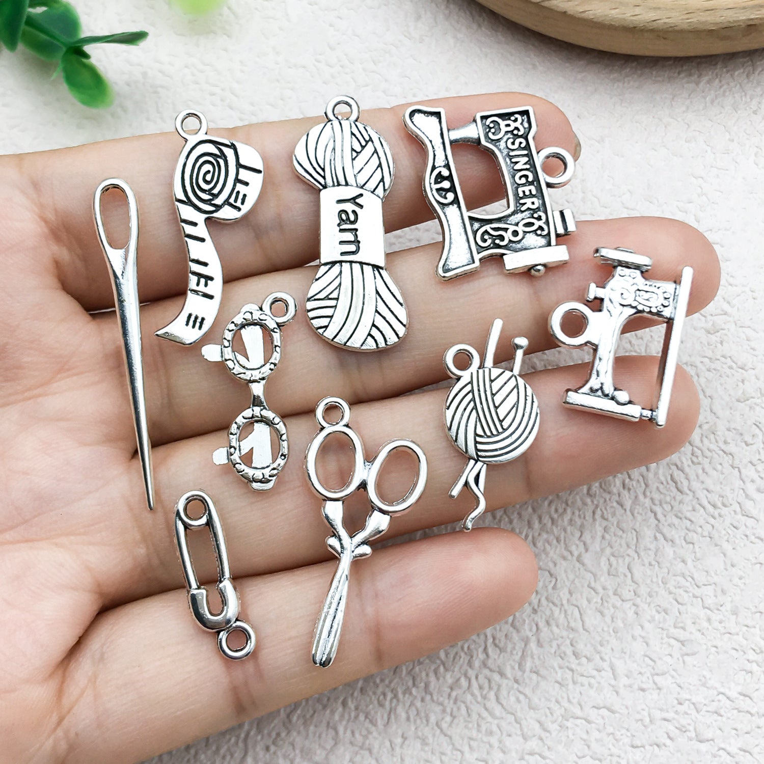 Zinc Alloy Sewing Machine Yarn Needle Charm Pendant for DIY Keychain Necklace Earrings