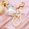 Clear Heart Preserved Flower Keychains with Pearl Loops in Six Colors view 6
