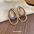 Layered Wood Teardrop Hoop Earrings Statement Jewelry Design view 4