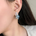 Crystal Flower and Loop Earrings in Three Colors Statement Jewelry Design view 2