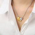 Puffy Heart Pendant Snake Chain Necklaces and Heart Stud Earrings view 7