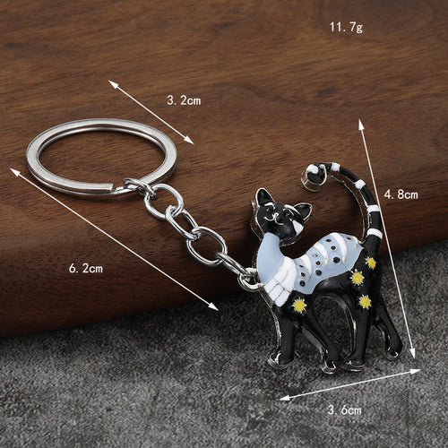 Cute Enamel Cat Alloy Keychain Bag Charm Accessory Gift