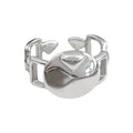 Silver Tone Open Adjustable Round Disc Statement Ring view 5