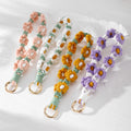Macrame Daisy Wristlet Ring Keychains in Four Colors view 1