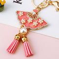 Pearl Flower Fan Tassel Keychains in Three Colors with Fortune and Plain Loops view 7