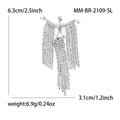 Crystal Fringe Dancer Figure Brooch Silver Gold Tone Metal view 6