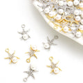 Pearl Starfish Alloy Charm Pendants in Gold and Silver Tones view 1