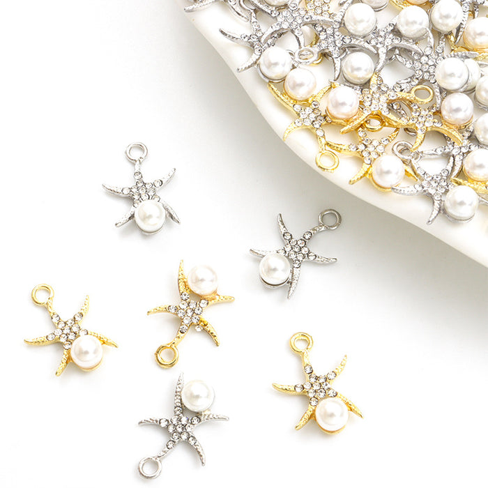 Pearl-Look Gold Silver Star Pearl-look And Alloy Charms in 2 Styles