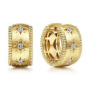 Gold Brushed Star Motif Beaded Huggie Hoop Earrings Pair view 2
