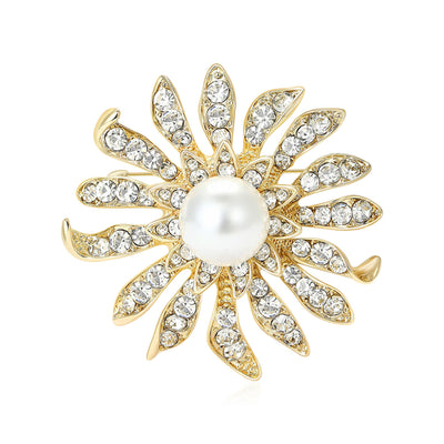 Product display showing a radial flower of clear marquise crystals around a pearl center