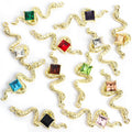 Wavy Snake Square Crystal Metal Charms, 22 Colorways view 4