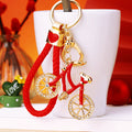 Jeweled Bicycle Keychains in Four Colors with Braided and Plain Loops view 1