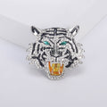 Roaring Tiger Head Brooch in Silver or Gold Tone Crystals view 4