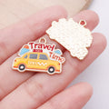 Enamel Zinc Alloy Cartoon Car Taxi Luggage Tag Charm Pendant for Earrings and Necklaces