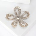 Brown Crystal Flower Brooch In 1 Style With Polished Metal And Decorative Details view 3