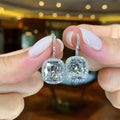 Cushion Cut Crystal Drop Earrings in Silver Tone Polished Metal Earrings view 3