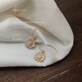 Gold Sunflower Zirconia Earrings Hook Style Clear CZ view 6