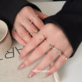 Crystal Moon Star Heart Multi Piece Ring Sets Gold Silver view 2