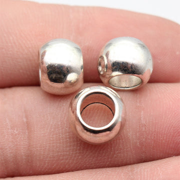 Antique Silver Smooth Rounded Large Hole Spacer Bead