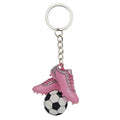 Pink Acrylic Soccer Cleats Ball Keychain Silver Ring view 5
