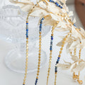 Gold Disc Bead Necklace Blue Faceted Stone Bead Accents view 2