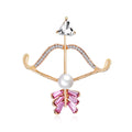 Pink Gold Tone Silver Tone Flower Crystal Pearl Look Metal Brooch Pin view 6