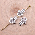 Hamsa Hand Metal Beads in 2 Metal Finishes for Jewelry Making view 4
