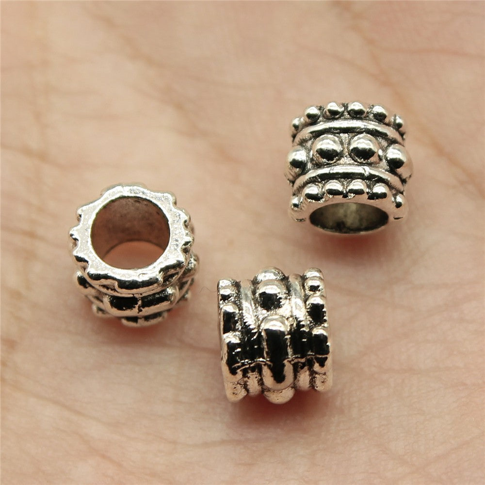 7x7x6mm 0.7g Antique Silver Zinc Alloy Round Large Hole Spacer Beads for Bracelet Jewelry Making