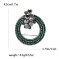 Crystal Wreath Brooch in Metal with Circular Crystal Rows Topped by a Floral Cluster view 7