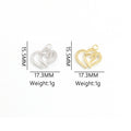Double Heart Crystal Alloy Charm Pendants in Two Metal Tones view 5