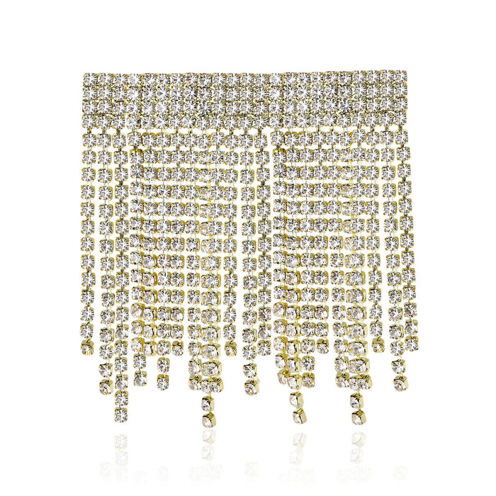 Crystal Curtain Fringe Brooch in Gold and Silver Tones