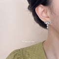 Silver Tone Flying Bird Clear Teardrop Crystal Earrings view 2