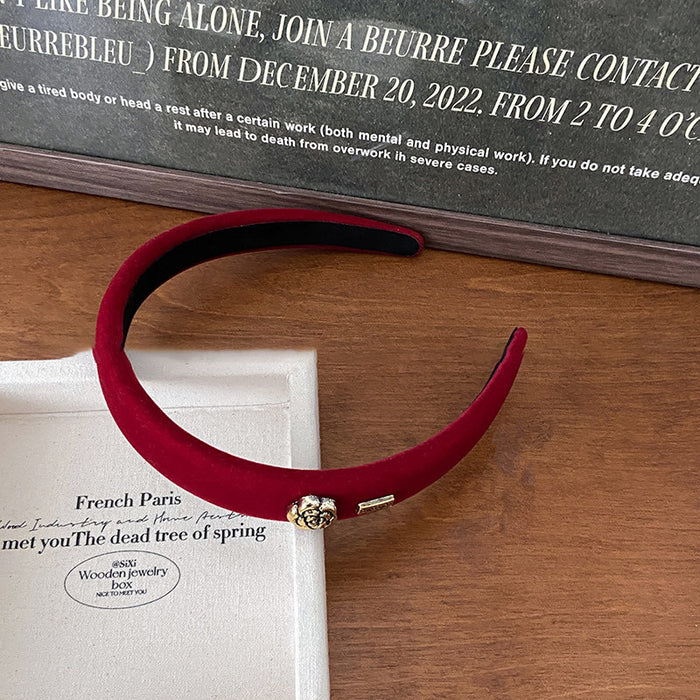 Red Velvet Padded Headbands Rhinestone Rose Charm Styles