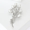 Elegant Pearl Bud Bouquet Brooch in Gold and Silver Tones view 4