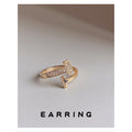 Gold Tone Open Adjustable T-Bar Pave Crystal Finger Ring view 1
