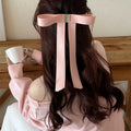 Satin Long Tail Bow Hair Claw Clip Metal Bar Five Colors view 3