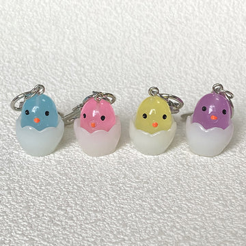 Glow in the Dark Hatching Chick Clip Keychains in Six Colors