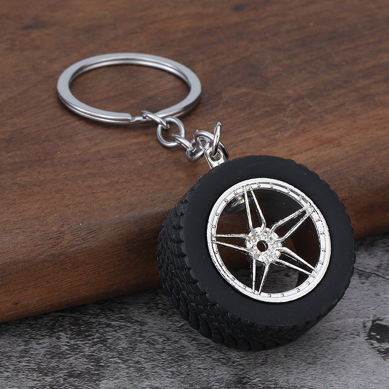 Tire and Wheel Rim Soft Rubber Keychain for Car Enthusiasts