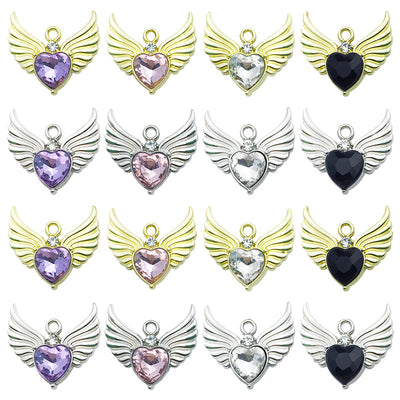 Metallic heart keychains arranged on a light background