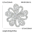 Openwork Crystal Flower Brooch Pin in Gold or Silver Tone view 4