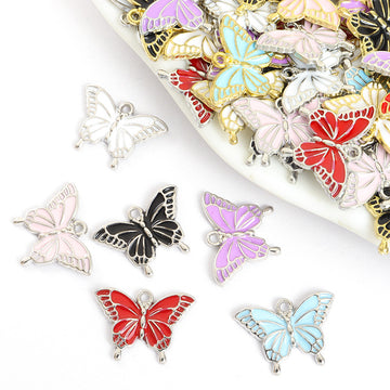Enamel-Look Gold Silver Butterfly Alloy Charms in 12 Styles